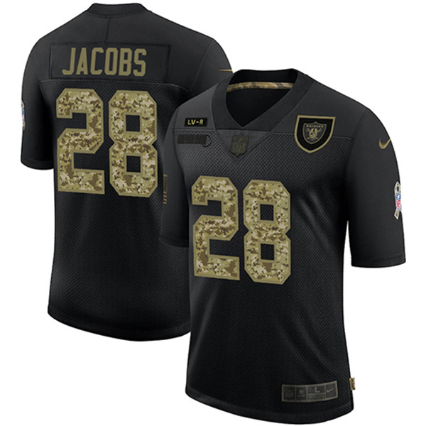 Men's Las Vegas Raiders #28 Josh Jacobs Black Camo Salute To Service Limited Stitched NFL Jersey